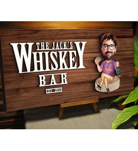 BK Gift Kişiye Özel Karikatürlü Kabartma Tasarım Ceviz Ahşap Bar Tabelası, Home Bar Tabela, Rustik Ev Dekorasyonu, Duvar Dekoru-10