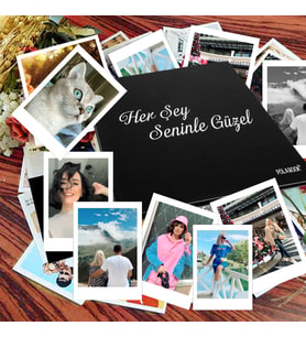 Her Şey Seninle Güzel Yazılı Anı Defteri - 30 Adet 6x8 Cm Solmaz Fotoğraf Baskı, Beyaz Jel Kalem ve Bant Hediye (tasarla, yapıştır, oluştur )