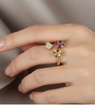VIP Özel Seri Ayarlanabilir  3 Taşlı Yüzük (Altın)