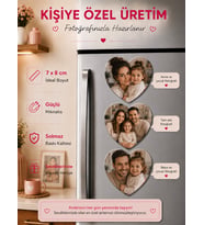 3 Kalpli Aile Fotoğraf Magneti Kişiselleştirilebilir Anne Baba Çocuk Sevgi Hatırası