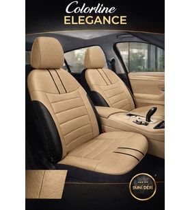 KGM Torres EVX 2023 ve Sonrası Uyumlu Colorline Elegance Deri Bej Siyah Koltuk Kılıfı