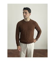 Erkek Bisiklet Yaka Slim Fit Saç Örgülü Triko Kazak