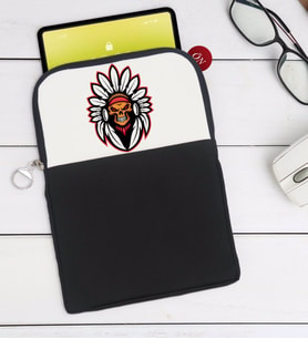 BK Gift Kurukafa Tasarımlı Taşınabilir Koruyucu Tablet Kılıfı & Organizer Çanta - Siyah-6