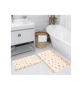 Rovigo Home Dijital Baskılı 2'li Banyo paspas Takımı RVG5189 (Bej)