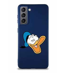 Samsung Galaxy S21 Soft Premier Kapak Donald Duck-E Tasarımlı Silikon Kılıf - Lacivert (Şeffaf)
