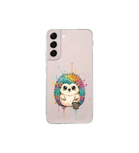 Samsung Galaxy S22 Plus ile Uyumlu Splash Kirpi Tasarımlı Şeffaf Silikon Kılıf
