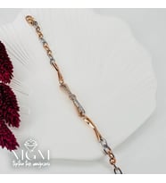 Rodyum+Rose Zirkon Taşlı Pirinç Bileklikler 17+3,5 Cm - Kbl0066