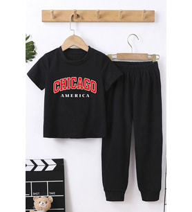 Çocuk Chiago  Alt - Üst Eşofman Takımı (Siyah)