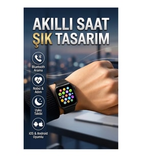 Bluetooth Görüşmeli Akıllı Saat Dokunmatik Ekran Nabız Uyku ve Bildirim Takipli