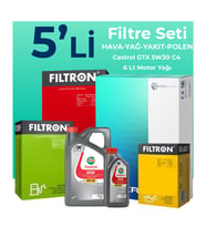 Filtron Renault Trafic 1.6 Dizel Filtre Bakım Seti Castrol Motor Yağlı (2014-2019) 5 Li