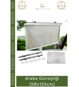 #OtoGüneşlik Makaralı Otomatik Yan Cam Arka Cam Güneş Koruyucu Pratik Araba Güneşliği 58x125cm