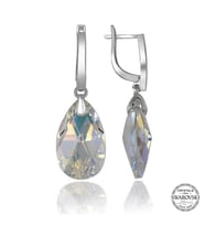 Swarovski Crystal Taşlı Gümüş Damla Sallantılı Kadın Küpe
