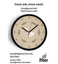 İsme Özel Sevimli Anne - Bebek Kaz Çocuk Odası Duvar Saati Orta Boy 30 cm Siyah Camlı Sessiz