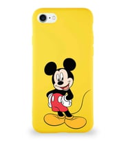 Apple iPhone SE 2020 Soft Premier Kapak Mickey Mouse-E Tasarımlı Silikon Kılıf - Sarı (Şeffaf)