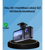 360° Kapsama Sahip Full HD Araç Kamerası 3’lü Kayıt Gece Görüşlü DashCam