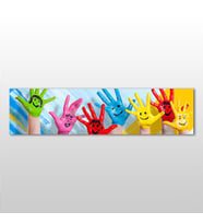 Rengarenk Eller Kanvas Tablo 210x70cm (Karışık)