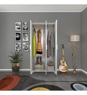 Kenzlife gardırop 3 kapaklı kapılı menekşe 168*80*42 byz ayaklı gardolap dolap (Karışık)
