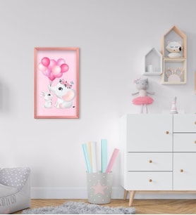 BK Home Sevimli Fil Tasarımlı Dekoratif Pembe Ahşap Çerçeveli Çocuk Odası Tablo-8
