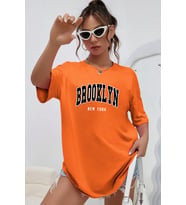 Brooklyn New York Baskılı Tasarım Tshirt (Turuncu)