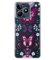 Realme C53 Uyumlu Kelebek Desenli Şeffaf Telefon Kılıfı