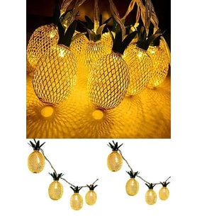 ÜçKol Ticaret Dekoratif Pilli Pineapple Ananas Pilli Şerit Led Işık (1 Metre) (Sarı)