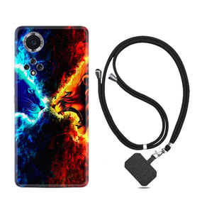 Huawei Nova Y70 Y90 Nova 9 SE  Kılıf Boyun Askılı Silikon Red Blue Leon 1714