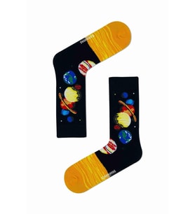 Unisex Renkli Güneş ve Gezegenler Desenli Renkli Çorap