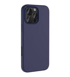 iPhone 16 Pro Kılıf Magsafe Şarj Özellikli Sıvı Teknolojili Silinebilir İçi Kadife Silikon Kapak (Lacivert)