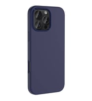 iPhone 16 Pro Kılıf Magsafe Şarj Özellikli Sıvı Teknolojili Silinebilir İçi Kadife Silikon Kapak (Lacivert)