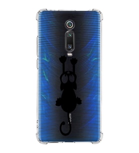 Xiaomi Redmi K20 Pro Köşe Korumalı Antişok Kapak Çizgi Kedi Tasarımlı Şeffaf Silikon Kılıf