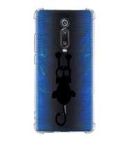 Xiaomi Redmi K20 Pro Köşe Korumalı Antişok Kapak Çizgi Kedi Tasarımlı Şeffaf Silikon Kılıf