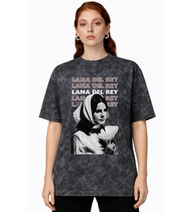 Lana Del Rey Şarkıcı Baskılı Unisex Oversize Vintage Yıkamalı Tişört
