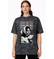Lana Del Rey Şarkıcı Baskılı Unisex Oversize Vintage Yıkamalı Tişört