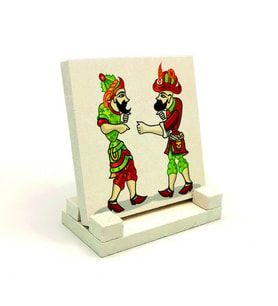 Hacivat ile Karagöz Baskılı Doğaltaş Masaüstlük