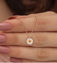 925 Ayar Minik Papatya Kadın Gümüş Kolye