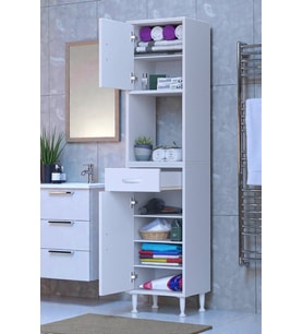 Eliusta Aria 2 Kapak 4 Raflı 50 cm Beyaz Dolap 50x173x32,5 cm Boyutlarında Çok Amaçlı Beyaz Dolap