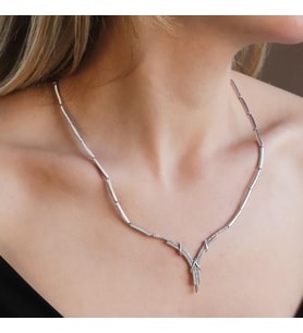 Düğüm Modeli Zirkon Taşlı Gümüş Gerdanlık
