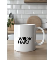 Work Hard Motivasyon Temalı 330ml Baskılı Beyaz Seramik Kupa Bardak