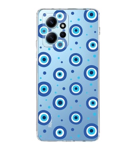 PrintiFy Xiaomi Redmi Note 12 4G ile Uyumlu Nazar Boncuğu 1  Kamera Korumalı Şeffaf Silikon Kılıf