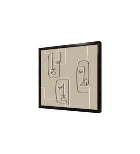 Siyah Krem Line Art Çerçeveli Mdf Tablo