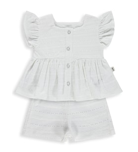 Civil Baby Brodeli Şortlu 6-18 Ay Takım - Ekru