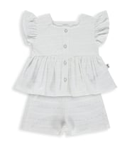 Civil Baby Brodeli Şortlu 6-18 Ay Takım - Ekru