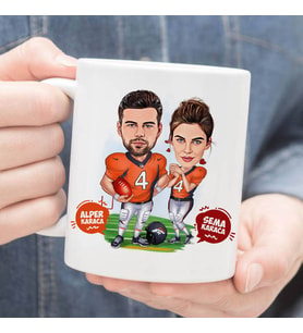 Kişiye Özel Beyzbol Çiftleri Karikatürlü Kupa Bardak