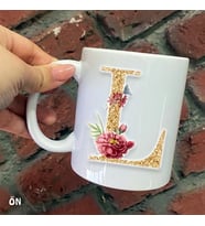 Size Özel L Harfli Seramik Baskılı Kupa Bardaklar