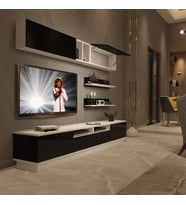 Decoraktiv Trendstyle 5220S Mdf Tv Ünitesi Tv Sehpası - Beyaz Siyah (Siyah - Beyaz)