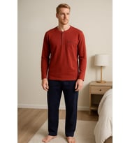 Gd Goldoremi 28301 Erkek 4 Mevsim Rahat Pamuklu Süprem Kumaş Uzun Kollu Pijama Takım