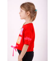 Toontoy Kız Çocuk Instagram Baskılı Crop Tişört (Kırmızı)