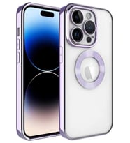 Apple iPhone 11 Pro Max Köşeleri Renkli Şeffaf Kamera Korumalı Silikon Luxury Kapak (Lila)