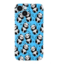 Apple iPhone 14 Uyumlu Lansman Kılıf Panda Tasarımlı İçi Kadife Kapak-Mavi (Şeffaf)