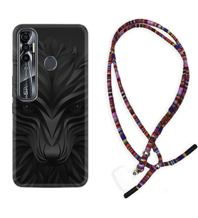 Tecno Spark 6 6 Go 8C 8 Pro 7 7 Pro Kılıf Boyun Asklı Rasta Silikon Black Fox 1325